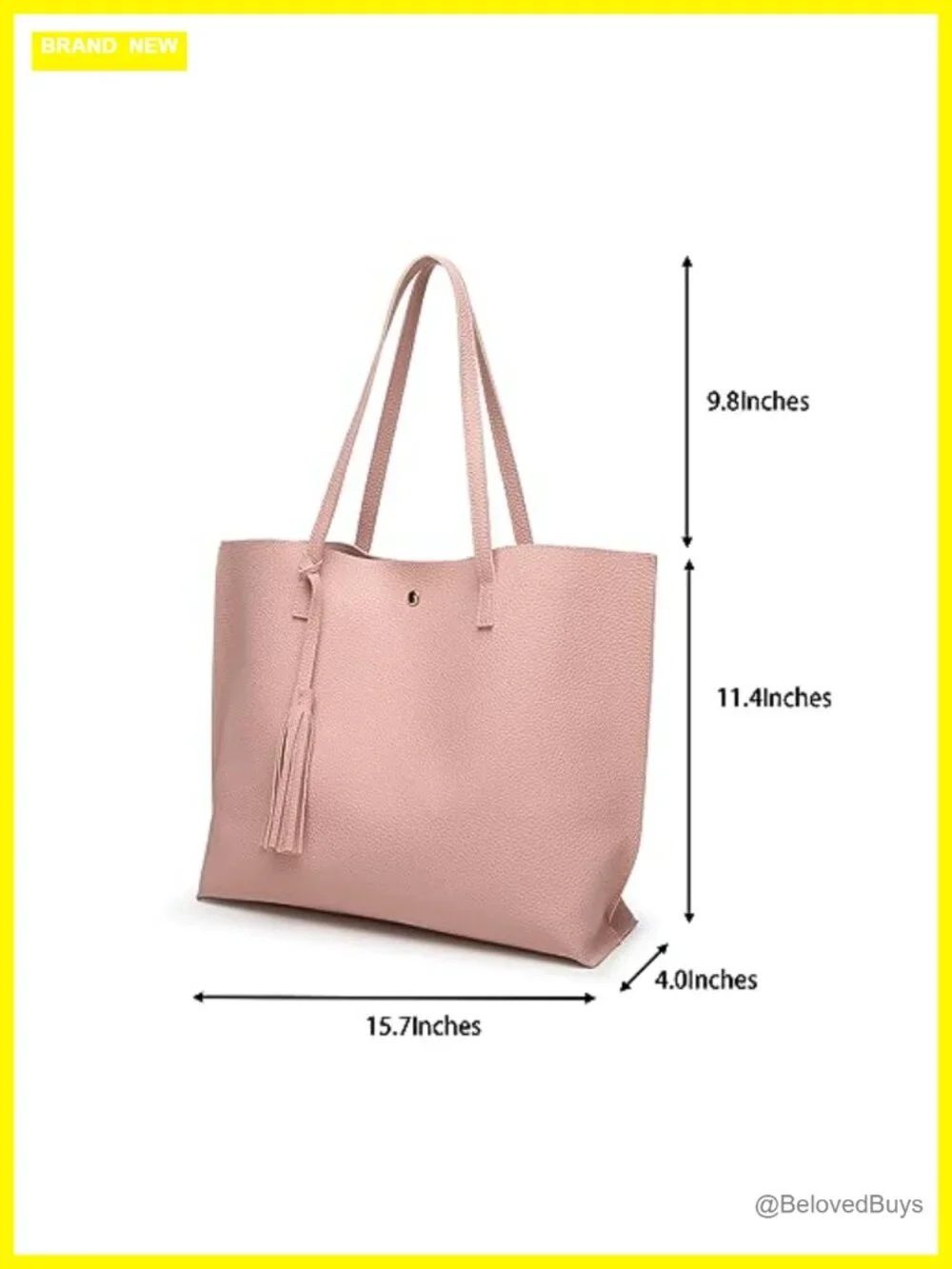 Faux Leather Tote Shoulder Bag Large Capacity Tassel Handbag